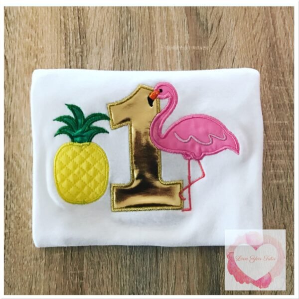 Embroidered Flamingo & pineapple design