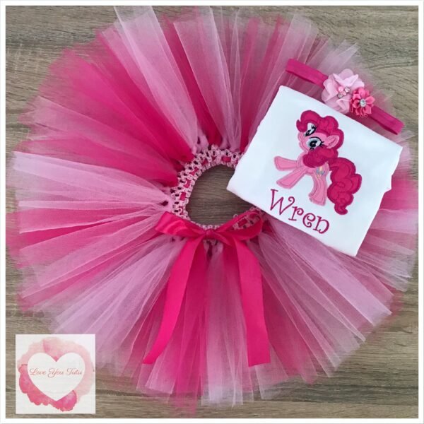 Embroidered Pony Pinky tutu set