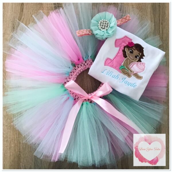 Embroidered baby tutu set