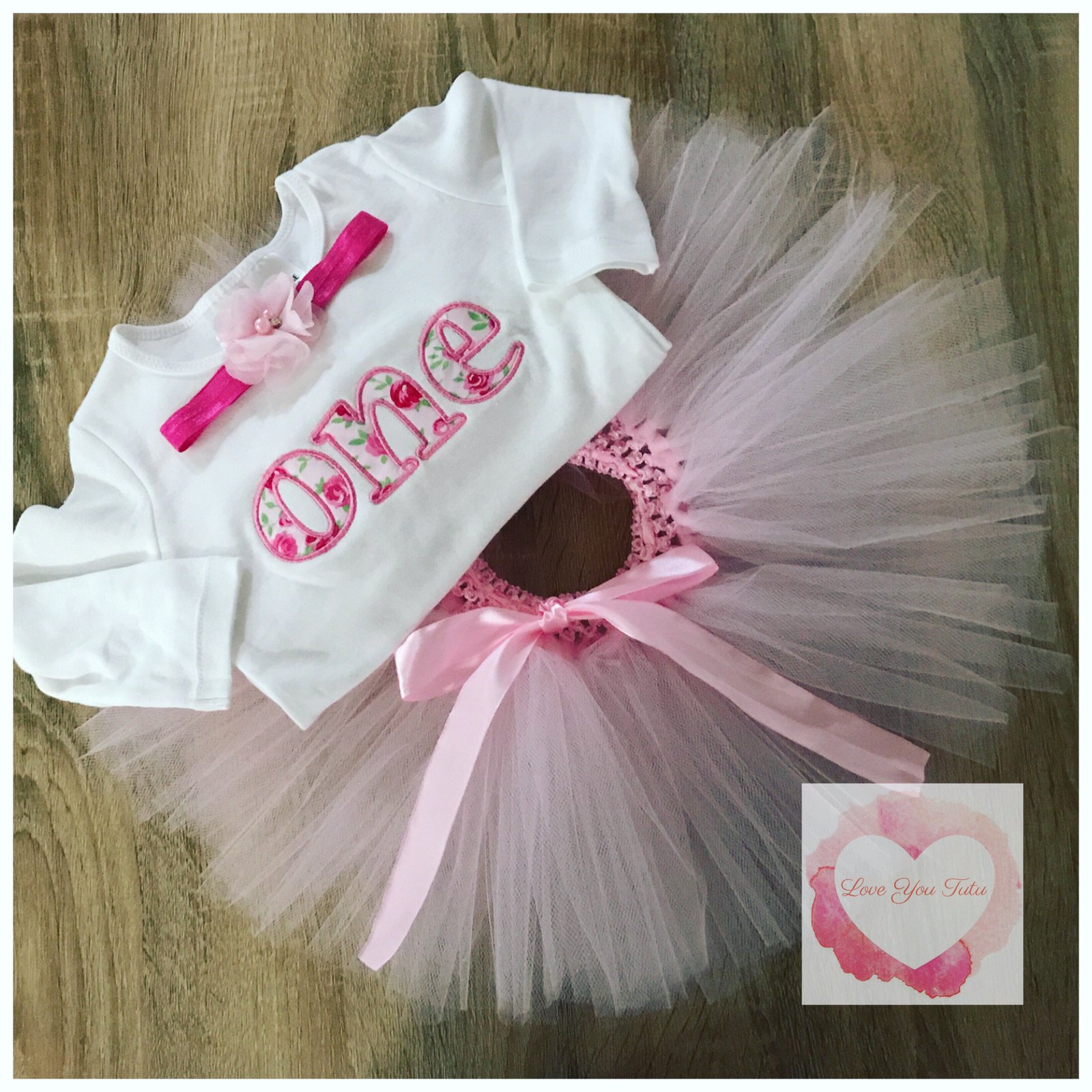 Embroidered floral numbered tutu set