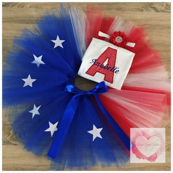 Embroidered USA tutu set