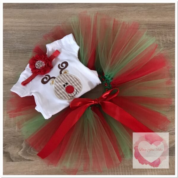 Embroidered Reindeer tutu set