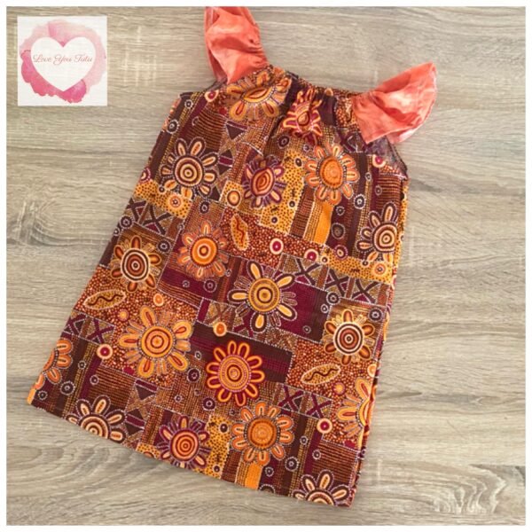 Indigenous print flutter sleeve dress size 4- ready to ship