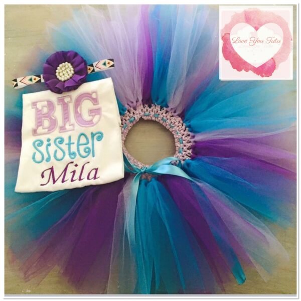 Embroidered Big sister tutu set