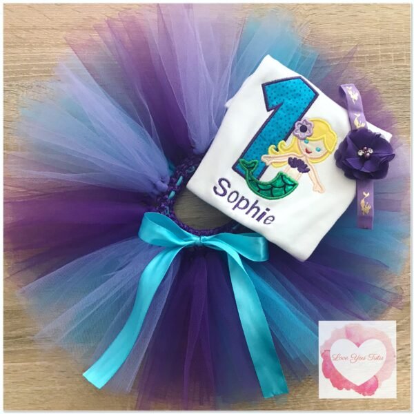 Embroidered Mermaid numbered tutu set