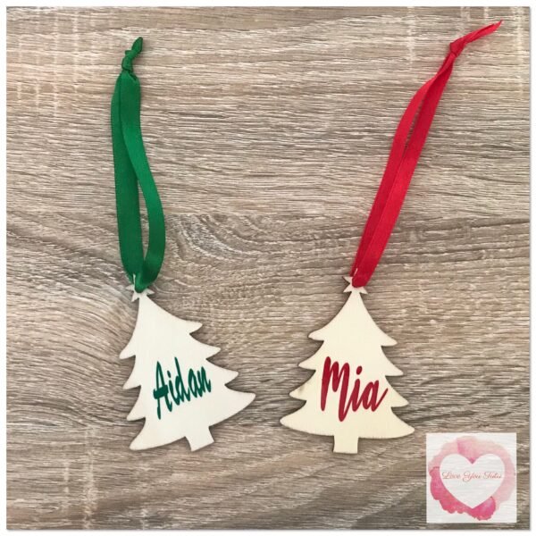 Personalised timber Christmas tree decoration - Image 2