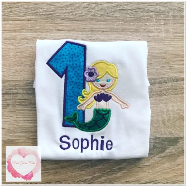 Embroidered mermaid numbered design