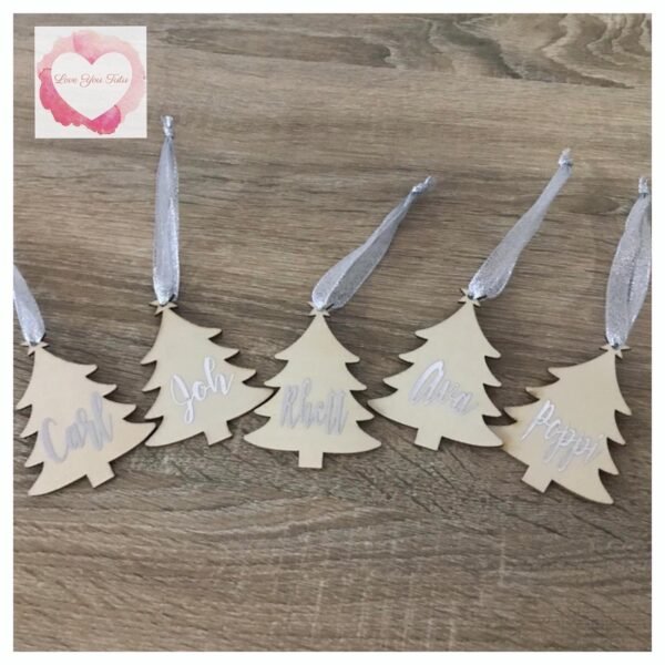 Personalised timber Christmas tree decoration - Image 3