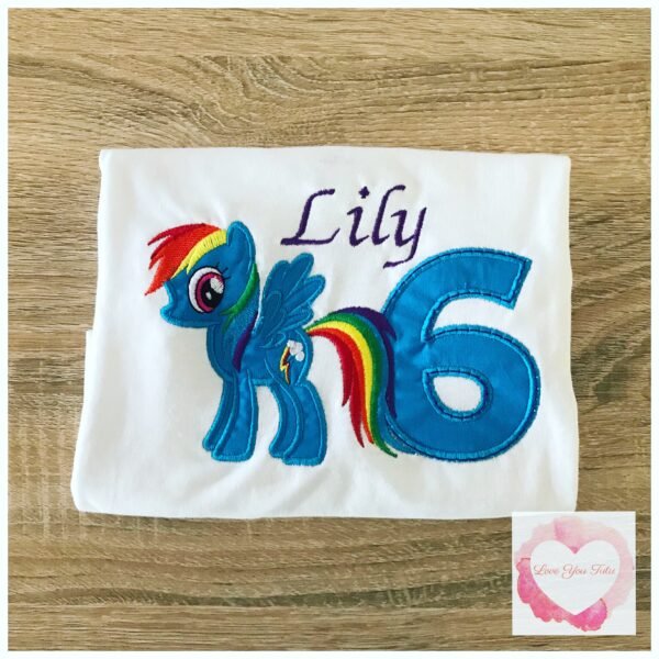 Embroidered Pony Rainbow design
