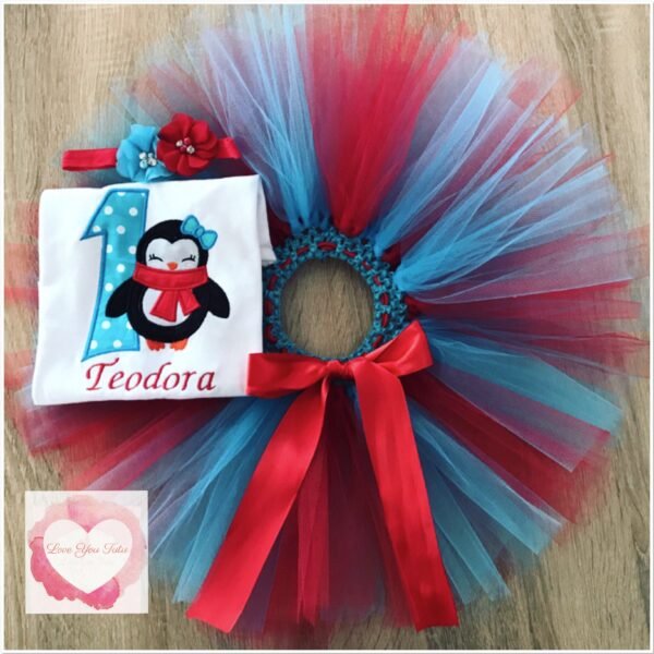 Embroidered Penguin tutu set