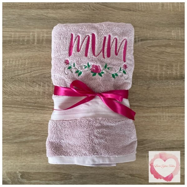 Embroidered mum towel- ready to ship