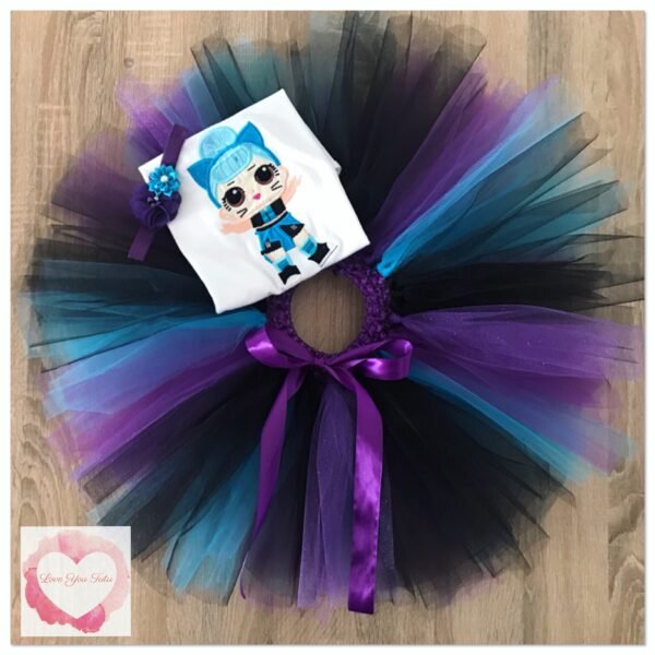 Embroidered doll trouble maker tutu set