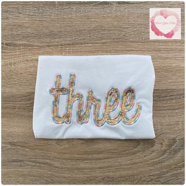 Embroidered gold leaf/pastel Three design