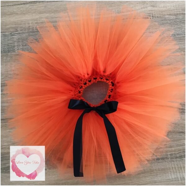 Orange with black ribbon short Tutu skirt