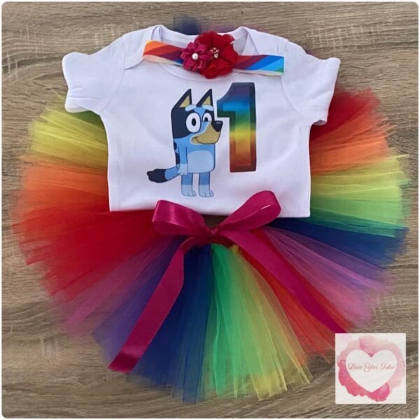 Rainbow Blue dog personalised tutu set