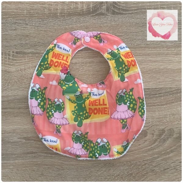 Dancing dinosaur bib -ready to ship