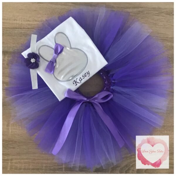Embroidered purple & silver Easter tutu set