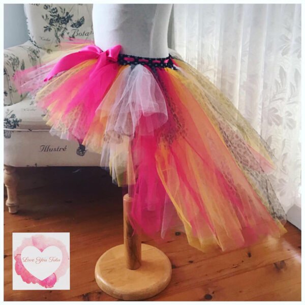 Pink leopard high low Tutu skirt