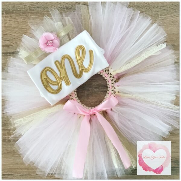 Embroidered one vintage tutu set