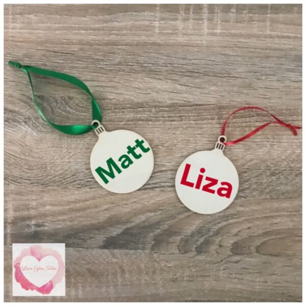 Personalised timber Christmas ball tree decoration - Image 4