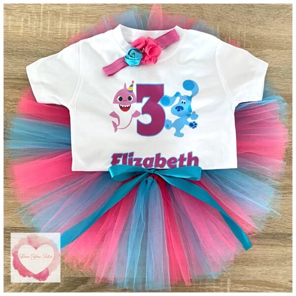 Blues dog & Shark printed tutu set