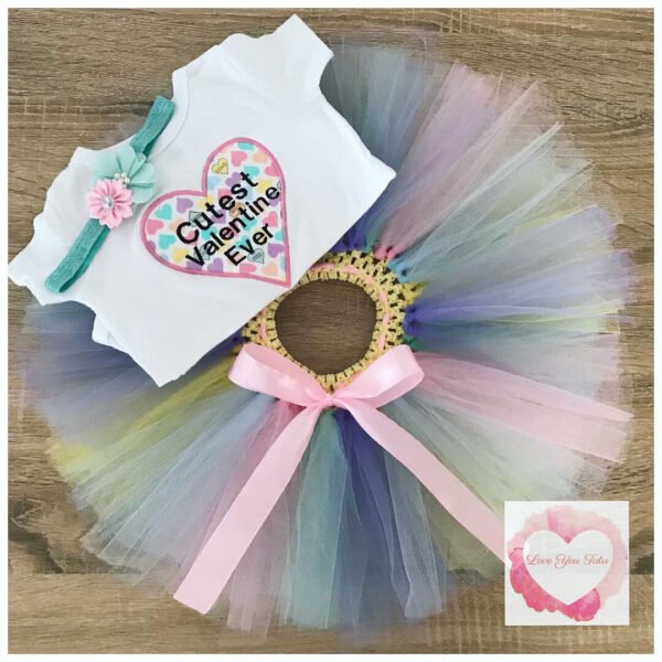 Embroidered Valentines day tutu set