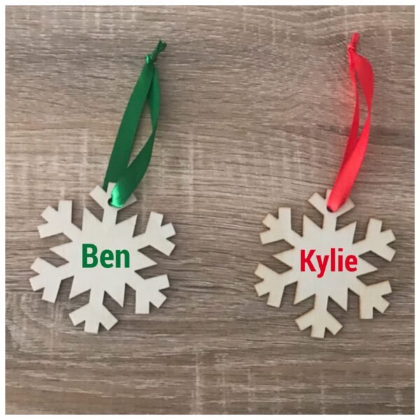 Personalised Snowflake timber tree decoration - Image 2