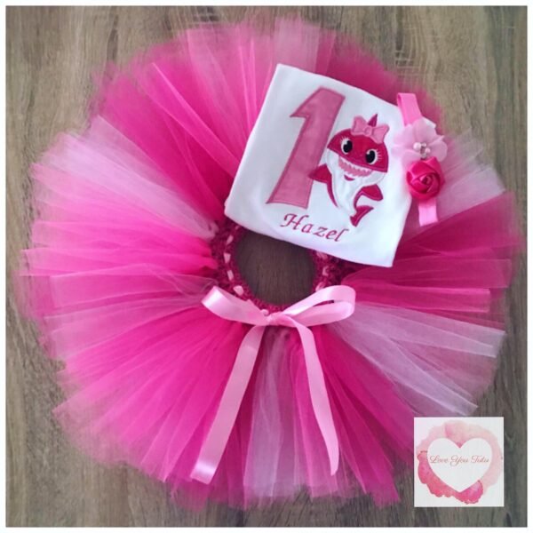 Embroidered Shark tutu set