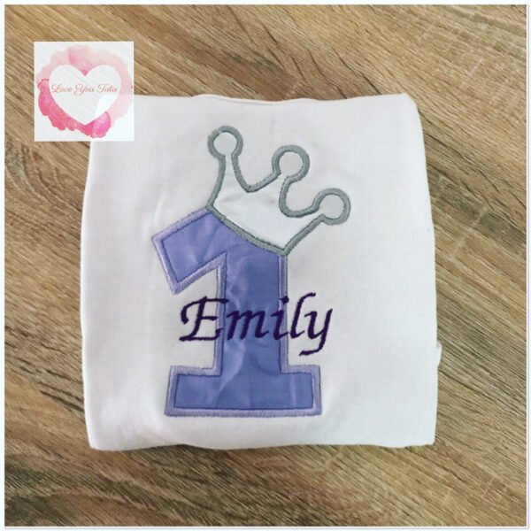 Embroidered Princess numbered crown design - Image 3