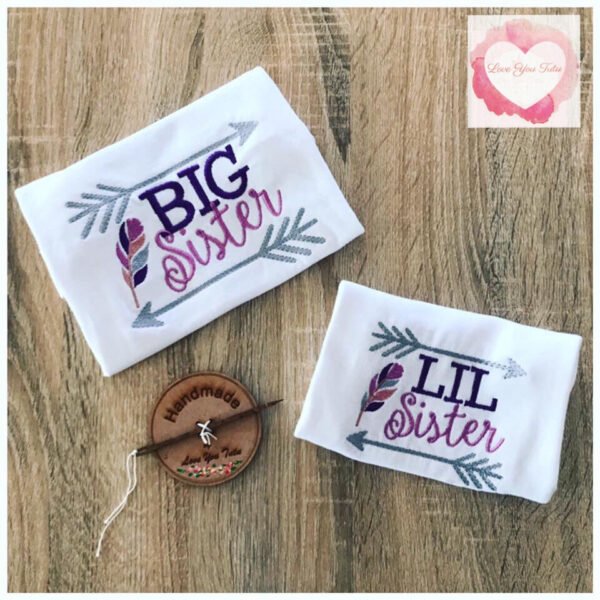 Embroidered big sister little sister designs
