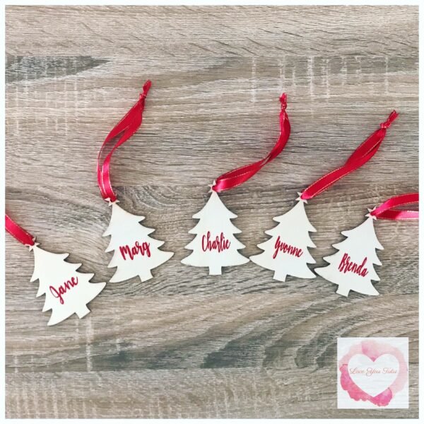 Personalised timber Christmas tree decoration