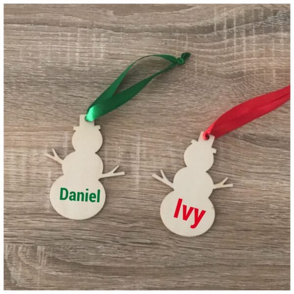 Personalised Snowman timber tree decoration - Image 2