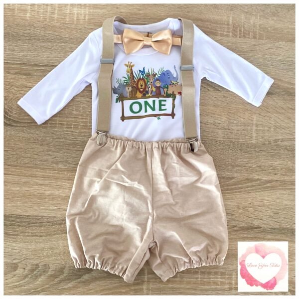 Jungle safari animals bubble shorts 3 piece set