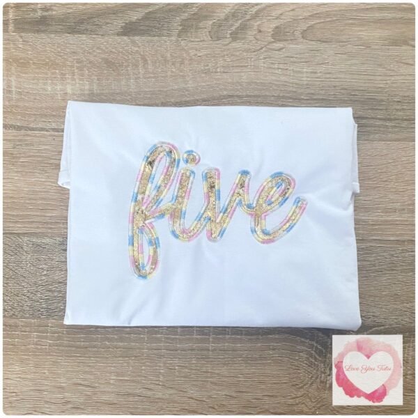 Embroidered five gold leaf pastel design