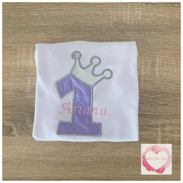 Embroidered Princess numbered crown design - Image 4