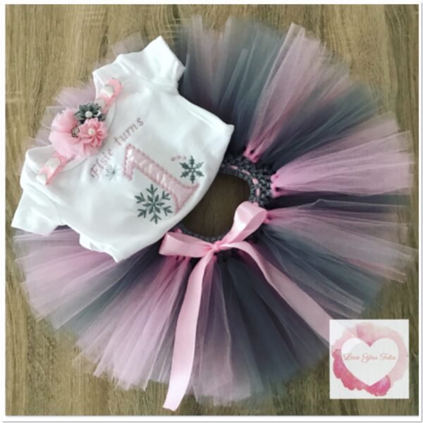 Embroidered Winter snowflake 1 tutu set