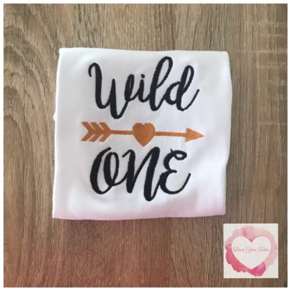 Embroidered wild one heart design