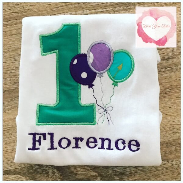 Embroidered balloon birthday design - Image 3