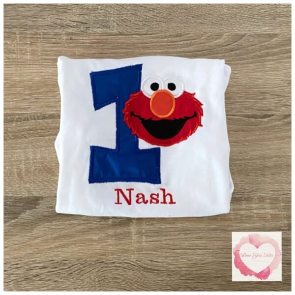 Embroidered Red monster number design