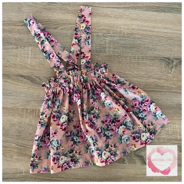 Floral paperbag suspender skirt- size 5-6 -ready to ship