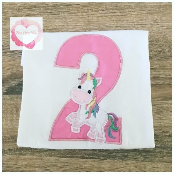 Embroidered unicorn numbered design
