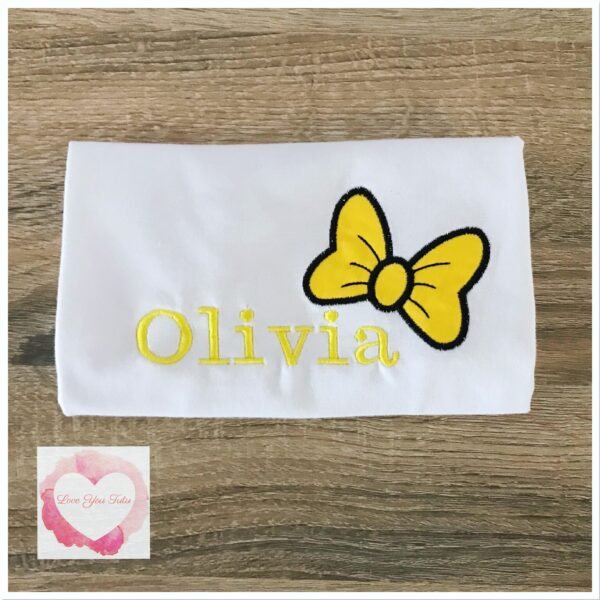 Embroidered yellow bow design - Image 3