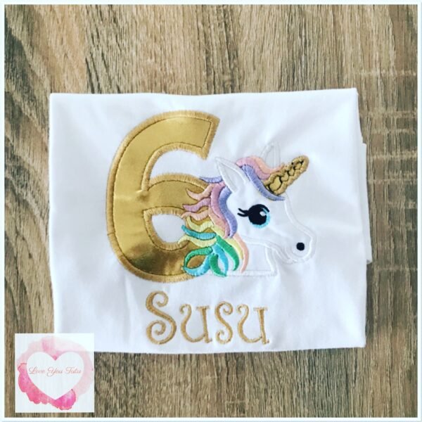 Embroidered pastel unicorn design - Image 2