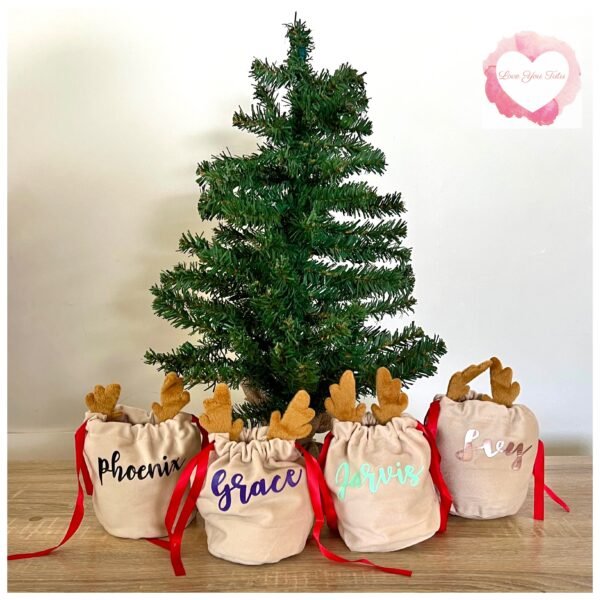 Personalised Velvet reindeer bags