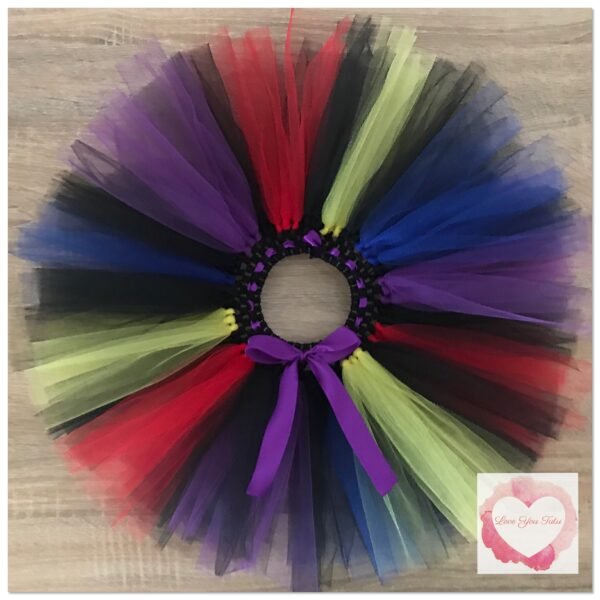 Black, Purple, red, yellow & royal blue short Tutu skirt