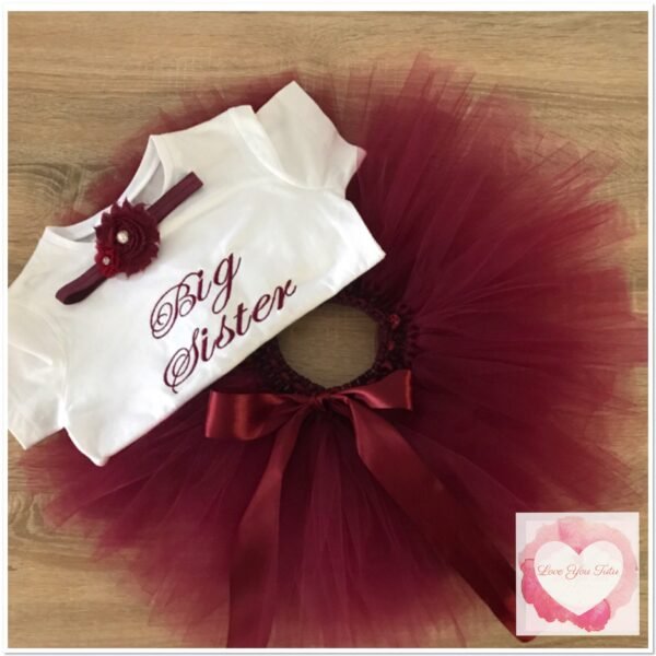 Embroidered big sister tutu set
