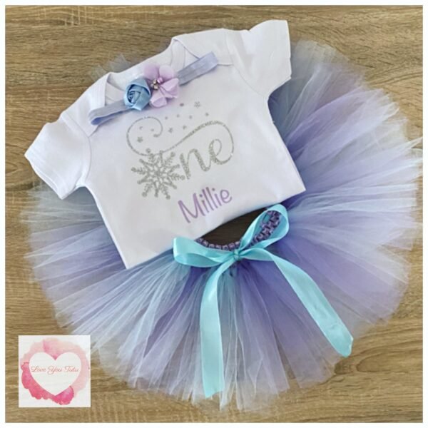 Baby blue & lavender Snowflake one tutu set