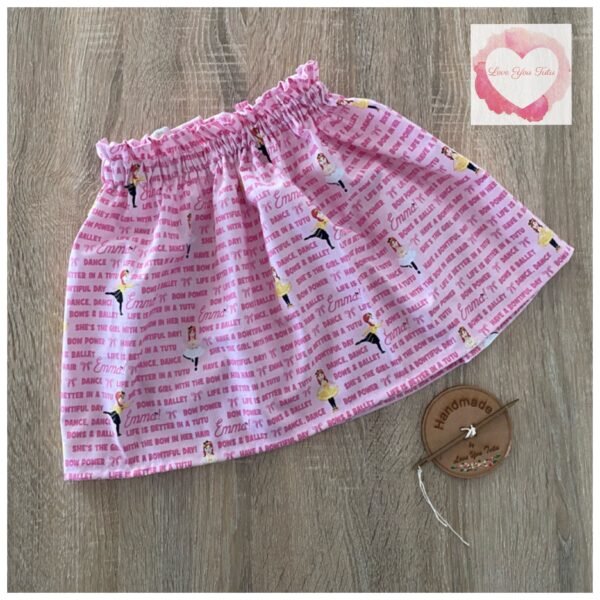 Pink yellow bow Ballerina paperbag skirt- size 1-2 -ready to ship