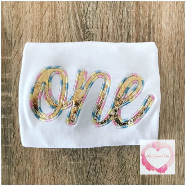 Embroidered one gold leaf pastel design