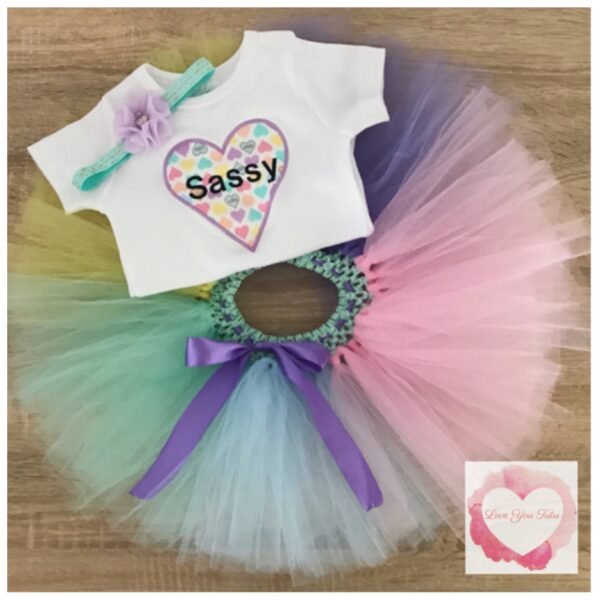 Embroidered sassy tutu set